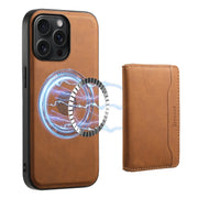 For iPhone 15 Pro Max Denior D13 Retro Texture Leather MagSafe Card Bag Phone Case(Brown)