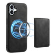 For iPhone 16 Plus Denior D13 Retro Texture Leather MagSafe Card Bag Phone Case(Black) - iPhone 16 Plus Cases by Denior | Online Shopping South Africa | PMC TechLife | Buy Now Pay Later Mobicred