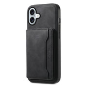 For iPhone 16 Plus Denior D13 Retro Texture Leather MagSafe Card Bag Phone Case(Black)