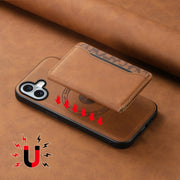 For iPhone 16 Plus Denior D13 Retro Texture Leather MagSafe Card Bag Phone Case(Brown)