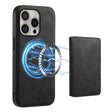 For iPhone 16 Pro Max Denior D13 Retro Texture Leather MagSafe Card Bag Phone Case(Black) - iPhone 16 Pro Max Cases by Denior | Online Shopping South Africa | PMC TechLife | Buy Now Pay Later Mobicred