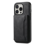 For iPhone 16 Pro Max Denior D13 Retro Texture Leather MagSafe Card Bag Phone Case(Black)