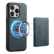 For iPhone 16 Pro Max Denior D13 Retro Texture Leather MagSafe Card Bag Phone Case(Blue) - free shipping - PMC TechLife - Order now!