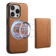 For iPhone 16 Pro Max Denior D13 Retro Texture Leather MagSafe Card Bag Phone Case(Brown)