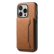 For iPhone 16 Pro Max Denior D13 Retro Texture Leather MagSafe Card Bag Phone Case(Brown)
