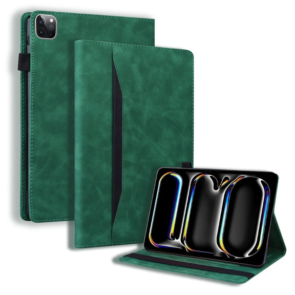 For iPad Pro 13 2024 Splicing Shockproof Leather Tablet Case(Green)