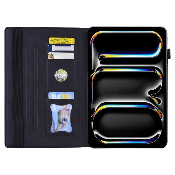 For iPad Pro 13 2024 Splicing Shockproof Leather Tablet Case(Black)