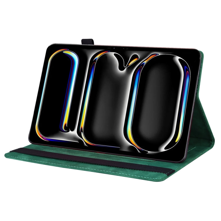 For iPad Pro 11 2024 Splicing Shockproof Leather Tablet Case(Green)