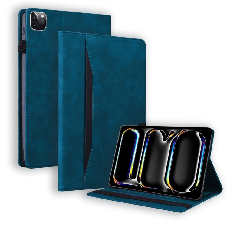 For iPad Pro 11 2024 Splicing Shockproof Leather Tablet Case(Blue)