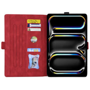 For iPad Pro 13 2024 Love Butterfly Embossed Leather Tablet Case(Red)