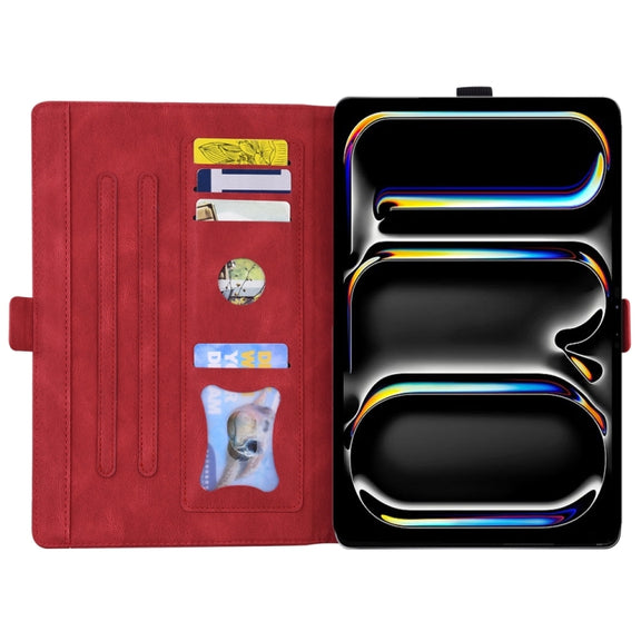 For iPad Pro 13 2024 Love Butterfly Embossed Leather Tablet Case(Red)