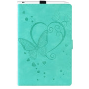 For iPad Pro 13 2024 Love Butterfly Embossed Leather Tablet Case(Mint Green)