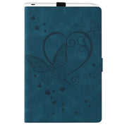 For iPad Pro 13 2024 Love Butterfly Embossed Leather Tablet Case(Blue)