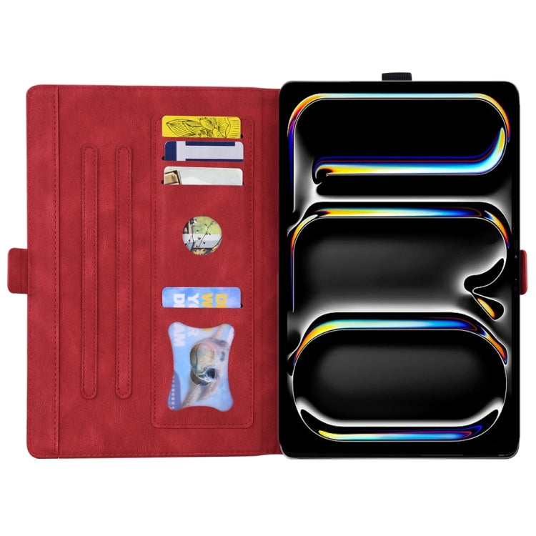 For iPad Pro 11 2024 Love Butterfly Embossed Leather Tablet Case(Red)
