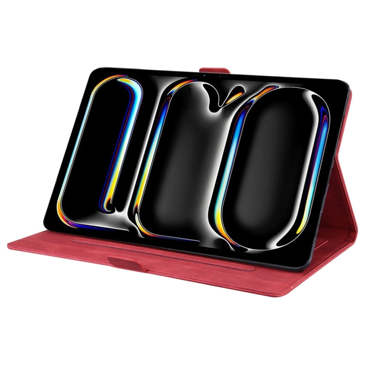 For iPad Pro 11 2024 Love Butterfly Embossed Leather Tablet Case(Red)