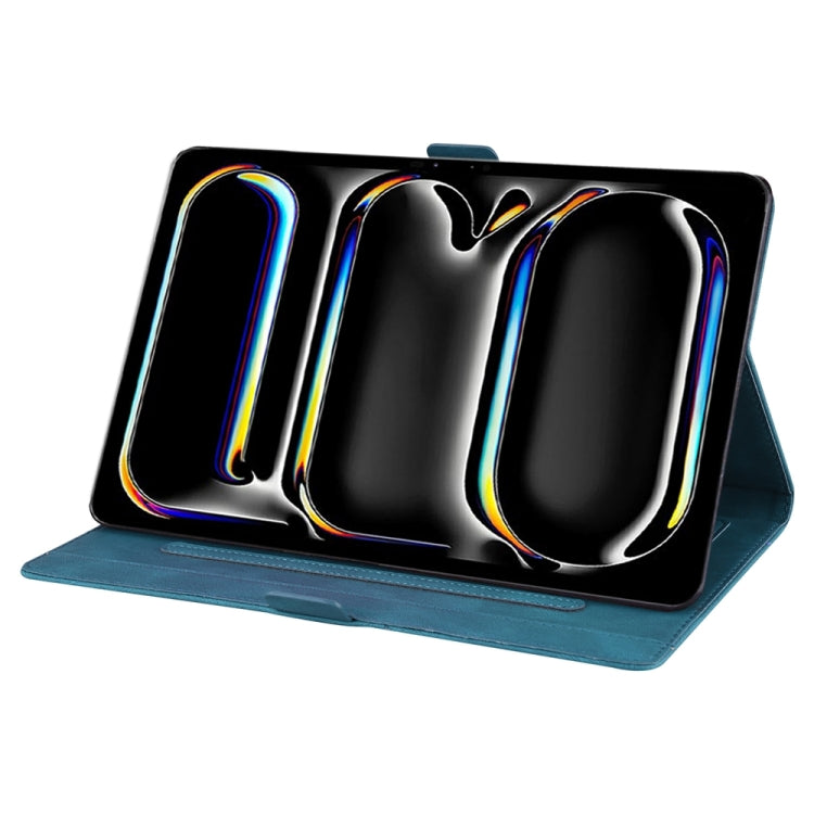 For iPad Pro 11 2024 Love Butterfly Embossed Leather Tablet Case(Blue)