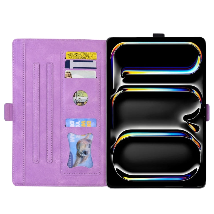 For iPad Pro 11 2024 Love Butterfly Embossed Leather Tablet Case(Purple)