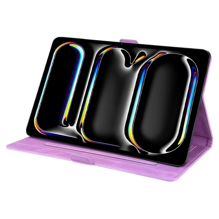 For iPad Pro 11 2024 Love Butterfly Embossed Leather Tablet Case(Purple)
