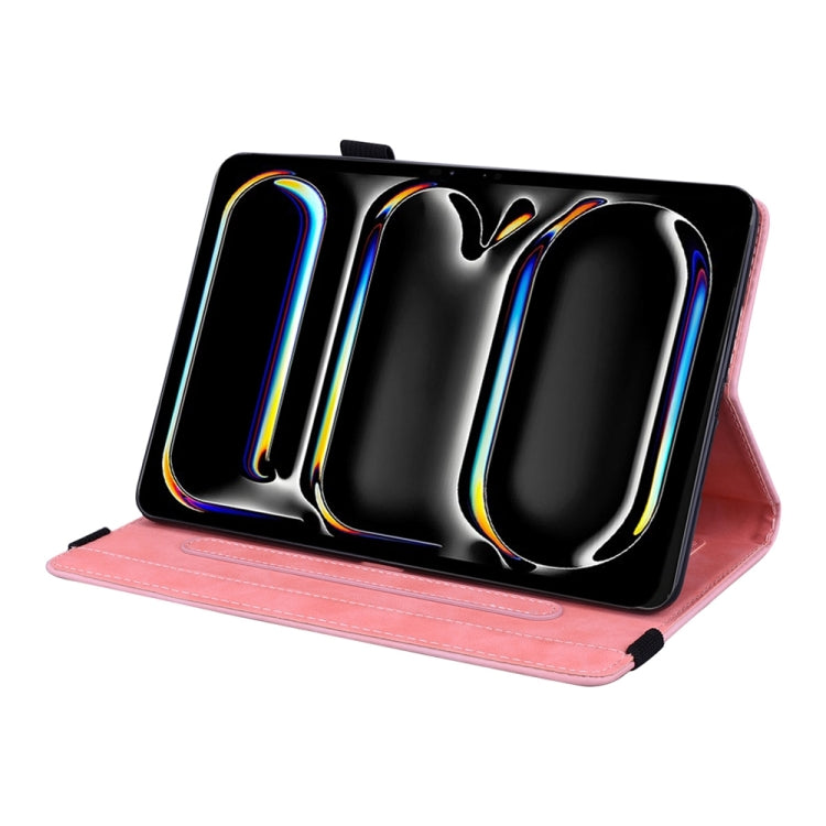 For iPad Pro 13 2024 Calf Texture Embossed Leather Tablet Case(Pink)