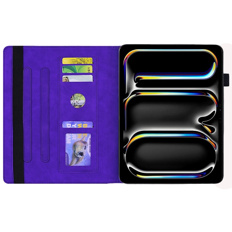 For iPad Pro 13 2024 Calf Texture Embossed Leather Tablet Case(Purple)