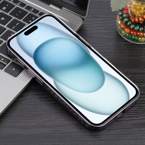 For iPhone 16 Plus 6D Plated Carbon Fiber Clear Magsafe PC Phone Case(Aurora Purple)
