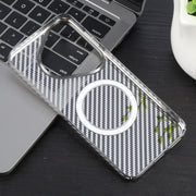For Huawei Pura 70 Pro /70 Pro+ 6D Plated Carbon Fiber Clear Magsafe PC Phone Case(Titanium Grey)