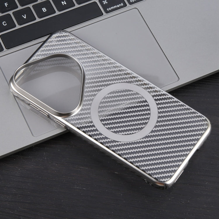 For Huawei Pura 70 Pro /70 Pro+ 6D Plated Carbon Fiber Clear Magsafe PC Phone Case(Titanium Grey)
