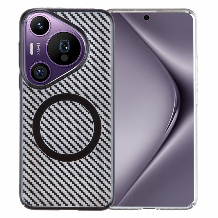 For Huawei Pura 70 Pro /70 Pro+ 6D Plated Carbon Fiber Clear Magsafe PC Phone Case(Starry Black)
