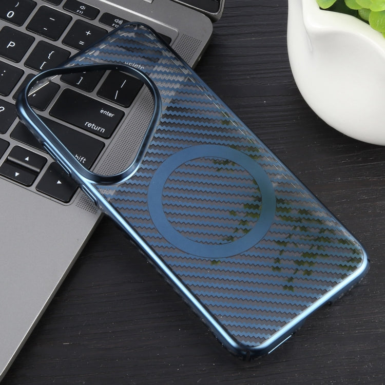 For Huawei Pura 70 Pro /70 Pro+ 6D Plated Carbon Fiber Clear Magsafe PC Phone Case(Dream Blue)