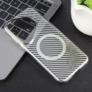 For Huawei Pura 70 6D Plated Carbon Fiber Clear Magsafe PC Phone Case(Starlight Silver)