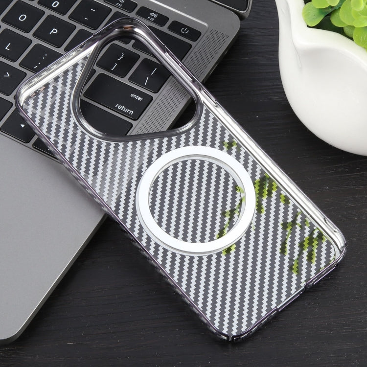 For Huawei Pura 70 6D Plated Carbon Fiber Clear Magsafe PC Phone Case(Aurora Purple)