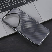 For Huawei Pura 70 6D Plated Carbon Fiber Clear Magsafe PC Phone Case(Starry Black)