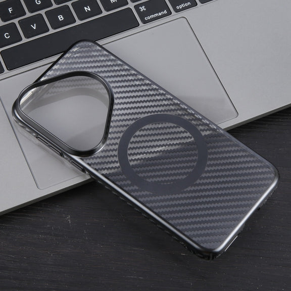 For Huawei Pura 70 6D Plated Carbon Fiber Clear Magsafe PC Phone Case(Starry Black)