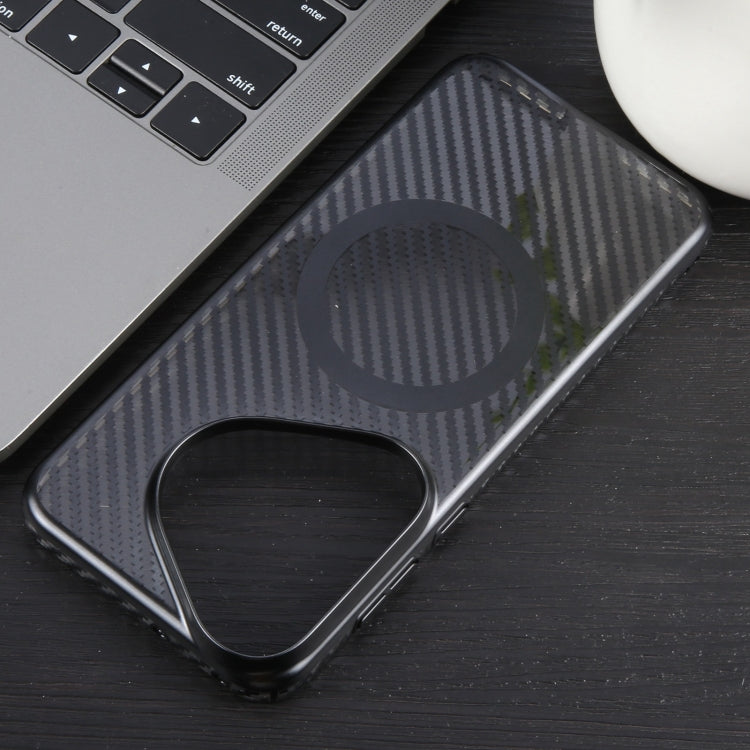 For Huawei Pura 70 6D Plated Carbon Fiber Clear Magsafe PC Phone Case(Starry Black)
