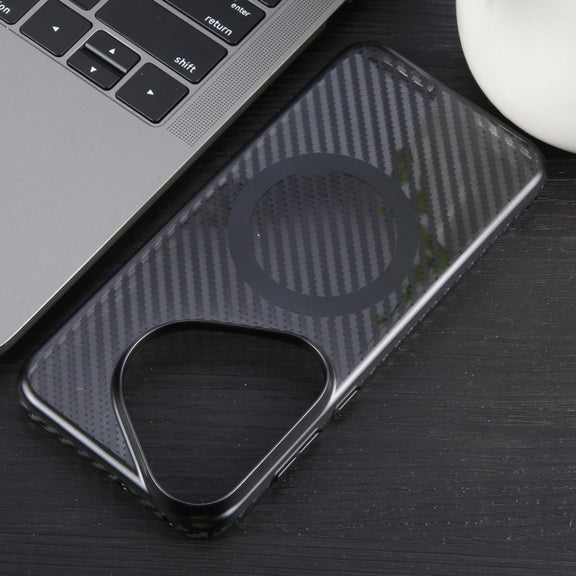 For Huawei Pura 70 6D Plated Carbon Fiber Clear Magsafe PC Phone Case(Starry Black)
