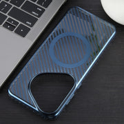 For Huawei Pura 70 6D Plated Carbon Fiber Clear Magsafe PC Phone Case(Dream Blue)