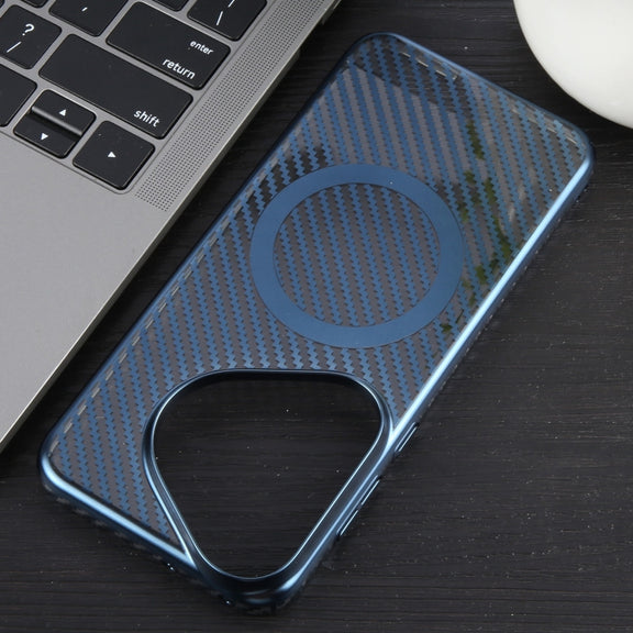 For Huawei Pura 70 6D Plated Carbon Fiber Clear Magsafe PC Phone Case(Dream Blue)