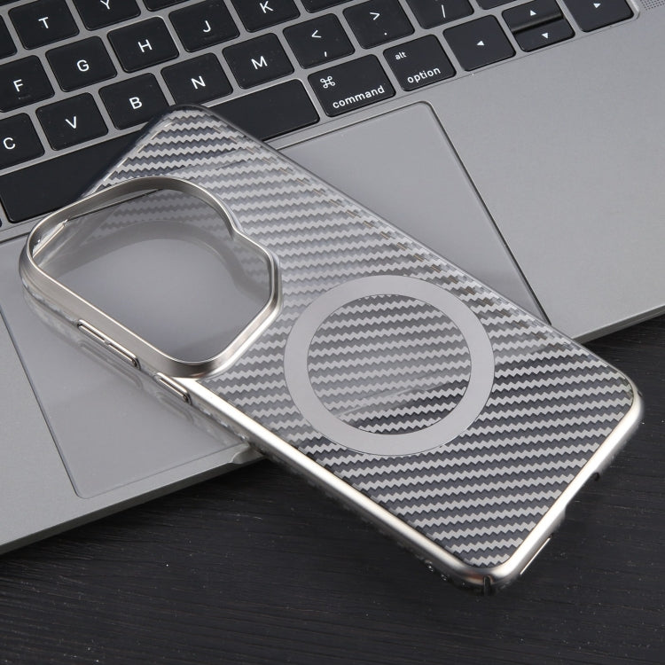 For Huawei Pura 70 Ultra 6D Plated Carbon Fiber Clear Magsafe PC Phone Case(Titanium Grey)