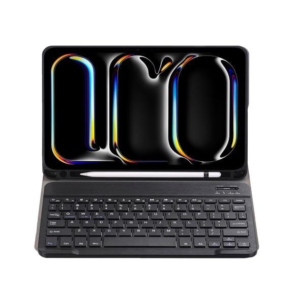 For iPad Pro 11 2024 A13B Lambskin Texture Bluetooth Touch Keyboard Leather Tablet Case with Pen Slot(Black)