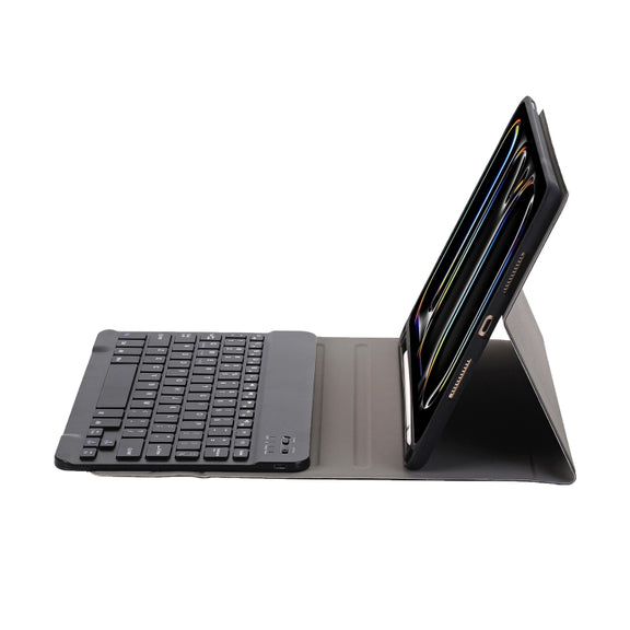 For iPad Pro 11 2024 A13B Lambskin Texture Bluetooth Touch Keyboard Leather Tablet Case with Pen Slot(Black)