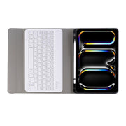 For iPad Pro 11 2024 A13B Lambskin Texture Bluetooth Touch Keyboard Leather Tablet Case with Pen Slot(Gold)