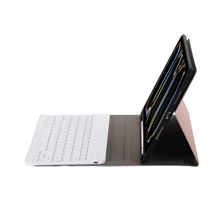 For iPad Pro 11 2024 A13B Lambskin Texture Bluetooth Touch Keyboard Leather Tablet Case with Pen Slot(Gold)