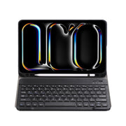 For iPad Pro 11 2024 A13B Lambskin Texture Bluetooth Touch Keyboard Leather Tablet Case with Pen Slot(Dark Blue)