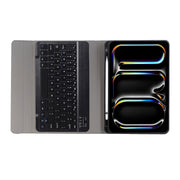 For iPad Pro 11 2024 A13B Lambskin Texture Bluetooth Touch Keyboard Leather Tablet Case with Pen Slot(Dark Blue)