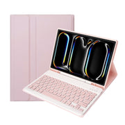 For iPad Pro 11 2024 A13B Lambskin Texture Bluetooth Touch Keyboard Leather Tablet Case with Pen Slot(Pink)