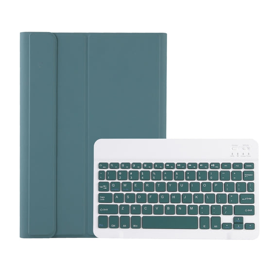 For iPad Pro 11 2024 A13B Lambskin Texture Bluetooth Touch Keyboard Leather Tablet Case with Pen Slot(Dark Green)