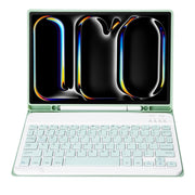 For iPad Pro 11 2024 A13B Lambskin Texture Bluetooth Touch Keyboard Leather Tablet Case with Pen Slot(Light Green)