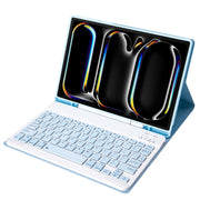 For iPad Pro 11 2024 A13B Lambskin Texture Bluetooth Touch Keyboard Leather Tablet Case with Pen Slot(Light Blue)