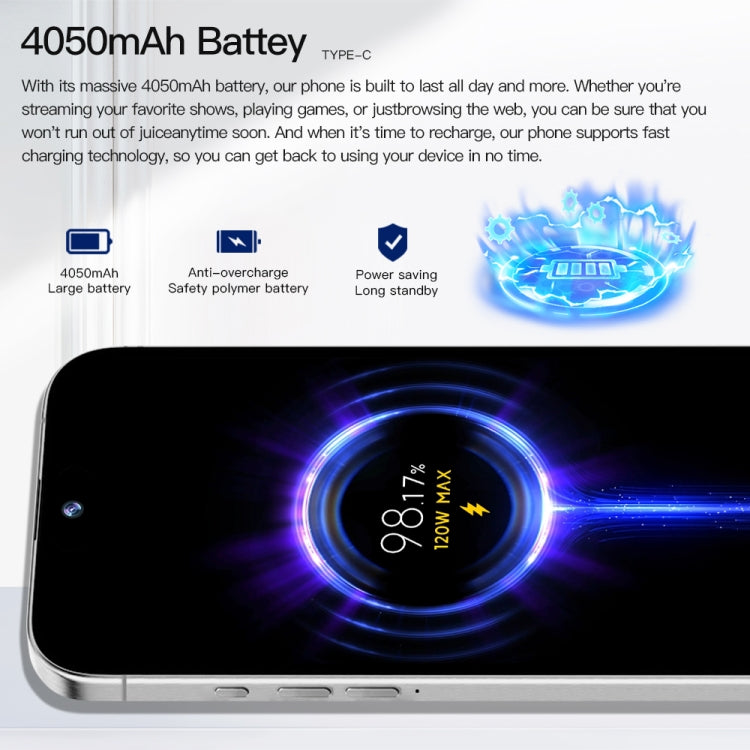 i15 Pro Max / Q5A, 6GB+128GB, 6.5 inch Screen, Face Identification, Android 10 MTK6762 Octa Core, OTG, NFC, Network: 4G, Dual SIM(Titanium Grey)