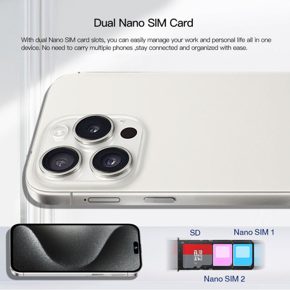 i15 Pro Max / Q5A, 6GB+128GB, 6.5 inch Screen, Face Identification, Android 10 MTK6762 Octa Core, OTG, NFC, Network: 4G, Dual SIM(Titanium Grey)